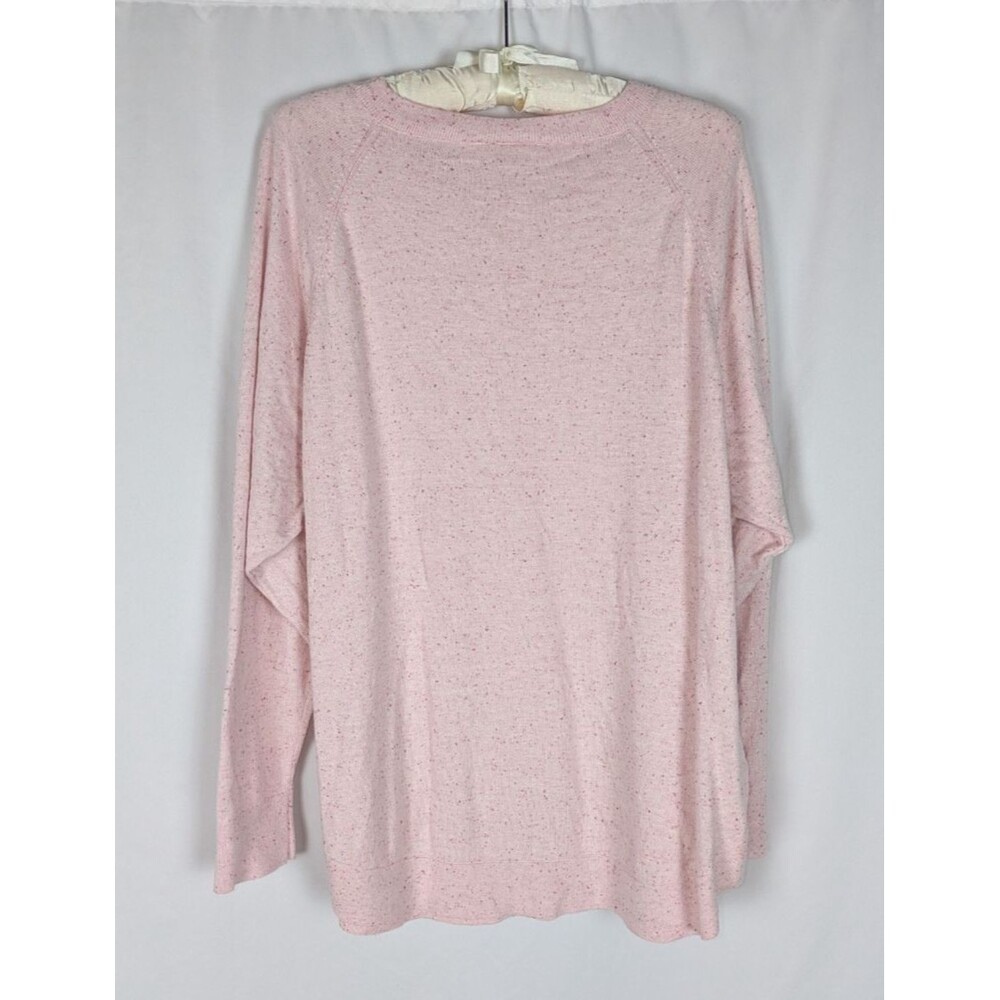 Loft Sweater XL Women's Pink Speckle Print Long Sleeve Over Sized Pull Over Cozy - Picture 4 of 7